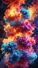 Wall Mural - Swirling colorful smoke clouds in a surreal cosmic background, galaxy, starry, smoke