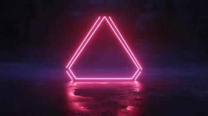 Wall Mural - Pink Neon Light Frame In Dark Cave Setting