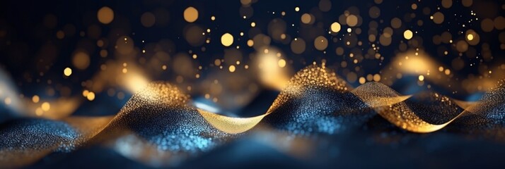 Poster - abstract background with waves of light in vivid colors and shimmering particles for modern design p