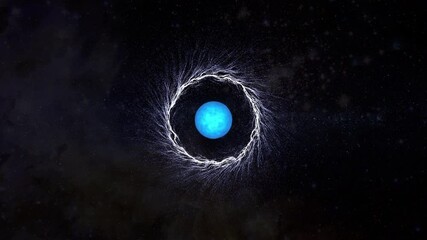 Wall Mural - a blue star around which rings of particles in the form of vortices are formed. elements of this ima