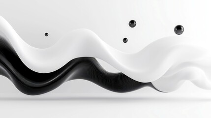 Poster - Fluid Monochrome Harmony, an abstract design featuring smooth forms and varied textures, set against a minimalist background that emphasizes tranquility and spaciousness