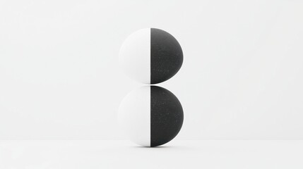 Poster - Black-and-White Harmony, a striking interplay of shadows and highlights, minimalistic backdrop, serene and uncluttered environment, emphasizing tranquility and contrast.