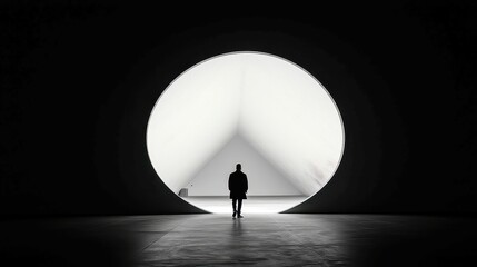 Poster - Distant Silhouettes, a monochrome exploration of form and contrast, showcasing elegant shapes against a minimalist backdrop with ample negative space for visual impact.