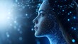 © Pamornpol - The Networked Mind: A woman's profile is shrouded in a network of glowing blue lines, symbolizing the interconnectedness of the digital age.