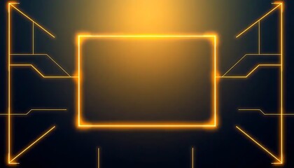 Poster - Abstract glowing orange lines form a square frame