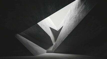 Poster - Geometric Noir, a striking interplay of bold grayscale contrasts and sharp forms set against a minimalist background, exuding a clean and simple aesthetic.