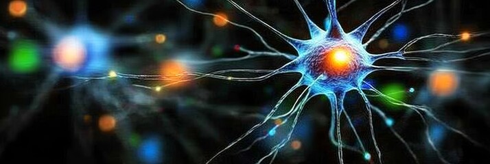 Poster - Interconnected Neurons, Synaptic Transmission Visualization, Complex Brain Network Activity