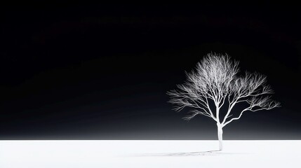 Poster - Negative Space Glow, an evocative black-and-white composition showcasing the interplay of emptiness and form in a minimalist setting, emphasizing clean lines and open space