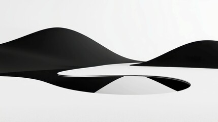 Poster - Negative Space Glow, a striking black-and-white composition emphasizing emptiness and form, minimalist design, clean lines, and an expansive sense of freedom in simplicity