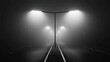 © Cdel - Moody Night Fog, an evocative black-and-white scene enveloped in mystery, featuring soft shadows and a minimalist backdrop that invites contemplation and reflection.