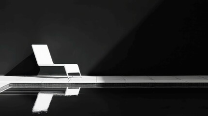 Poster - Noir Reverie, a shadowy monochrome composition exuding a contemplative atmosphere, featuring a minimalist backdrop and an expansive sense of free space.