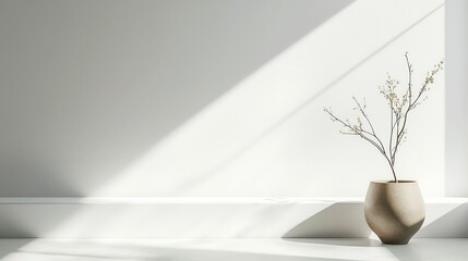 Poster - Gentle Serenity in Grey, an elegant interplay of light and shadow, minimalist backdrop, uncluttered space, inviting calm and tranquility in every detail