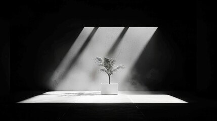 Poster - Shades of Light and Dark, an exploration of contrast in grayscale, featuring a minimalist backdrop, clean lines, and an emphasis on space and simplicity.