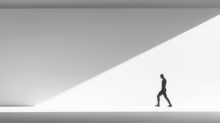 Poster - Silent Grayscale Dance, an abstract exploration of shadow and form, featuring a minimalist backdrop, emphasizing simplicity and open space for an immersive experience.