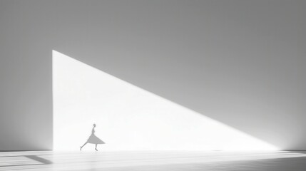 Poster - Silent Grayscale Dance, an abstract exploration of shadow and form set against a minimalist background, featuring clean lines and ample free space for visual clarity.