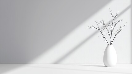 Poster - Tranquil Shadows, a serene grayscale scene with gentle illumination, rich contrasts, minimalist backdrop, and open space for a calming atmosphere.