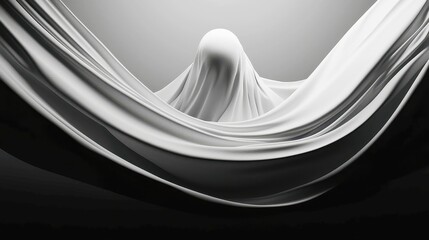 Poster - Veil of Light and Shadow, a delicate black-and-white abstraction showcasing interplay of light and dark in a minimalist setting, emphasizing simplicity and open space.