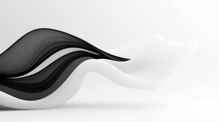 Poster - Whispering Forms, an abstract composition in blurred black-and-white, suggests fluidity and grace, set against a minimalist backdrop that emphasizes its serene essence.