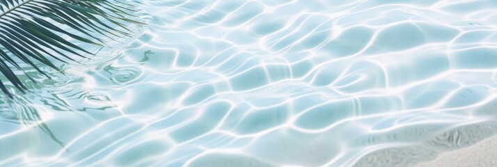 Poster - serene top view of clear water surface with gentle ripples and soft reflections under bright sunligh