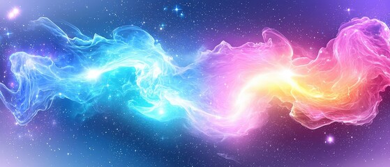 Poster - Abstract galaxy tunnel with vivid lights, cosmic textures, and a dreamy atmosphere, isolated on white background