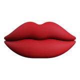 close up of pair of luscious red lips rendered in 3D symbol of beauty and sensuality isolated on png transparent background
