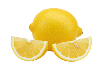 Poster - A whole lemon and a lemon slice, isolated on white background