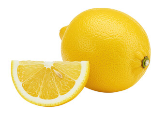 Poster - A whole lemon and a lemon slice, isolated on white background