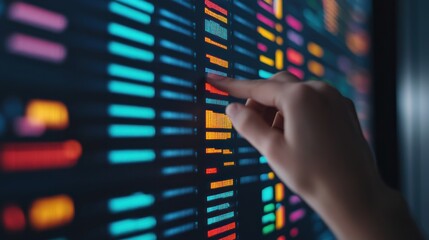 Leinwandbilder - Interactive Data Visualization Touchscreen Interface with Colorful Charts and User Engagement