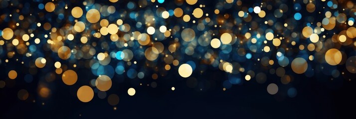Poster - Stunning Abstract Background with Shimmering Bokeh Lights in Gold and Blue, Perfect for Various Creative Projects and Design Needs