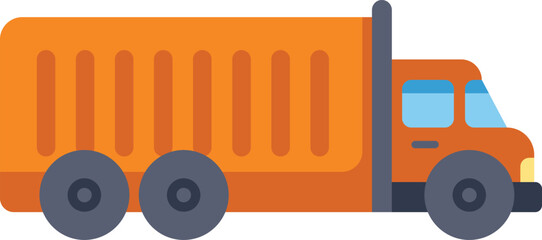 Poster - Orange cargo truck transporting goods, representing shipping, delivery, and freight services in logistics