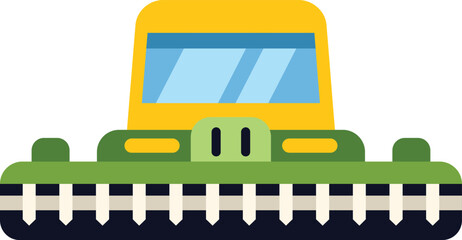Poster - modern combine harvester working in a field, harvesting crops, flat design icon