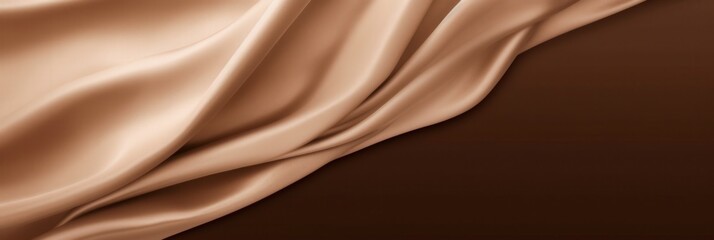 Poster - Soft Brown Fabric Draped Elegantly on a Dark Background, Showcasing the Rich Texture and Flow of Luxurious Material in Warm Tones