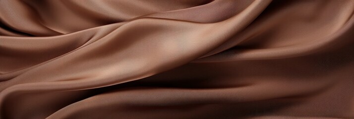 Poster - Luxurious Brown Satin Fabric with Soft Texture and Elegant Drapery for Fashion and Interior Design Projects