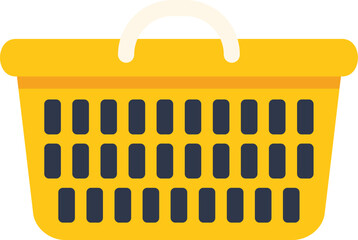 Poster - This vector illustration shows a yellow empty shopping basket, a symbol of retail and consumerism