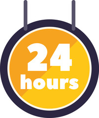 Poster - Round open sign hanging and showing a business is open 24 hours