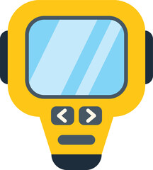 Fototapete - Yellow electronic device showing a blank screen and displaying navigational arrows for user interface