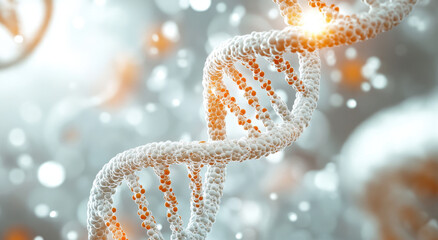 Wall Mural - a microscopic view of a dna double helix, illustrating its remarkable structure with vivid highlight