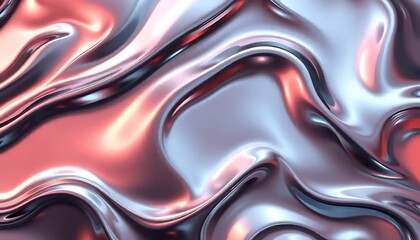 Poster - Abstract Liquid Metal Swirls in Pink and Silver