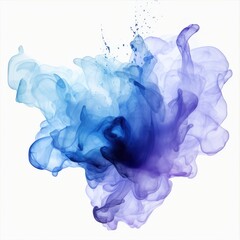 Poster - Blue Ink Stain on Transparent Background, Artistic Fluid Abstract Shape, Colorful Smoke Pattern, Watercolor Effect, Soft Vibrant Hues and Flowing Design