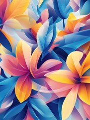 Poster - Abstract spring background vector. Geometric shapes pattern, Mosaic wallpaper design for presentation, cover, ads banner and wall art for home decoration.