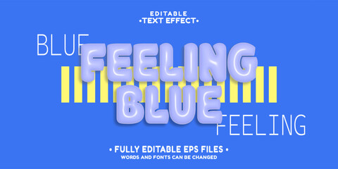 Poster - editable 3d inflate feeling blue text effect.typhography logo