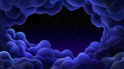 Wall Mural - Abstract Blue Cloudscape Night Sky Artwork