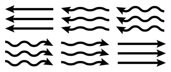 Curved arrow and long arrow icon vector. Arrow pointer icon sign symbol in trendy flat style.  Cute realistic up, down, left and right arrow icon isolated on white background. eps10