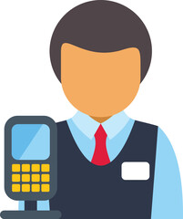 Poster - Cashier holding a payment terminal processing a cashless transaction