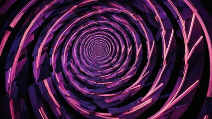 Poster - colorful neon spiral pattern creating a mesmerizing optical illusion in a dark space