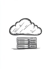 Poster - cloud database hand drawn outline doodle icon. cloud computing, cloud storage, computing platform co