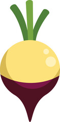 Poster - this vector illustration features a yellow beetroot growing with its green leaves