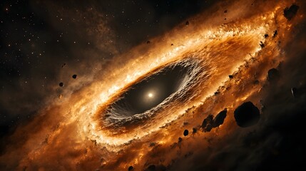 Aufkleber - A mesmerizing image of a dramatic cosmic explosion captured in vivid shades of fiery orange yellow and brilliant white  This cosmic phenomenon showcases the grandeur and power of the universe