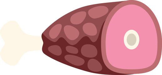 Poster - cartoon illustration of a pork leg meat showing cooking stage and bone