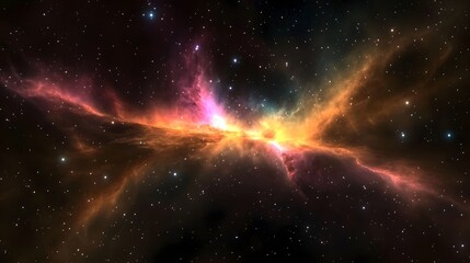 Poster - Captivating cosmic panorama showcasing the magnificent beauty of a radiant nebula set against a backdrop of a shimmering starscape  This mesmerizing space artwork evokes a sense of wonder and awe